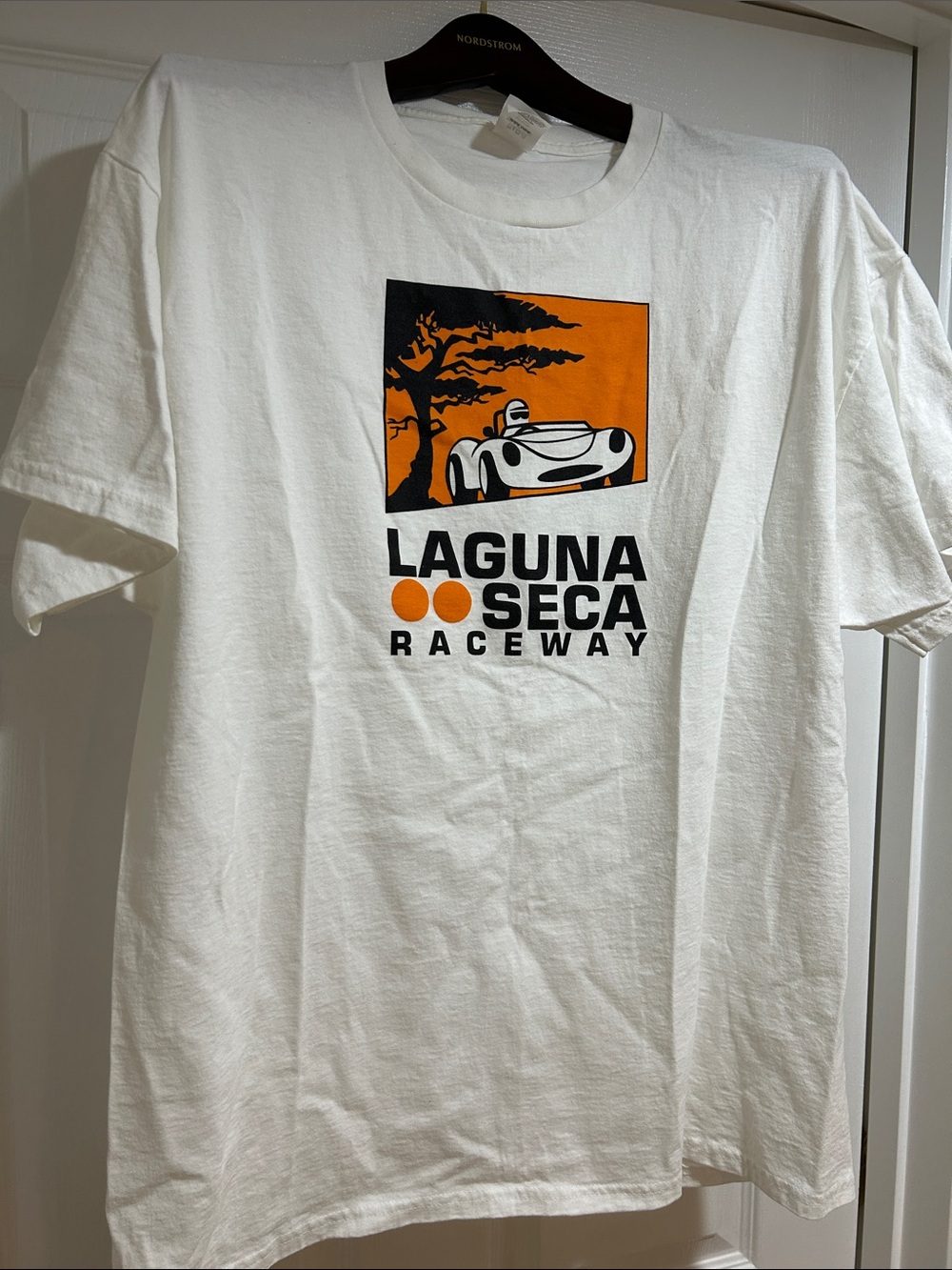 Hanes White Laguna Seca Raceway Graphic Tee with Orange Accents
